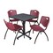 Kobe Kobe Square Table & Chair Set, Wood, Metal, Plastic Top, Grey TKB3030GY47BY - alternate 1